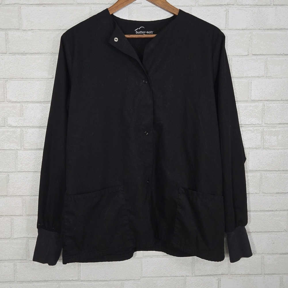 Butter Soft black scrub jacket